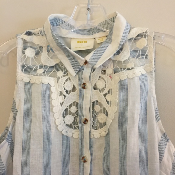 Anthropologie Edinboro Sleeveless Linen Buttondown - Picture 7 of 8